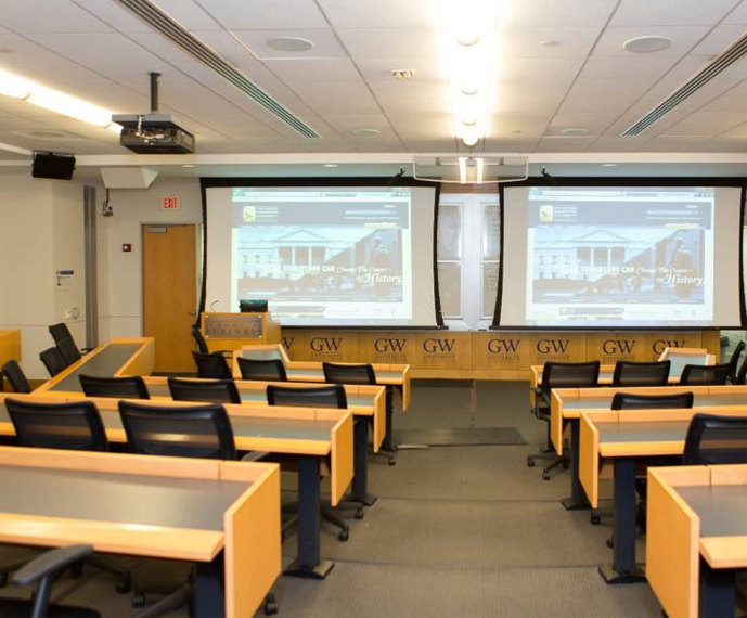 A classroom is in Duques Hall.